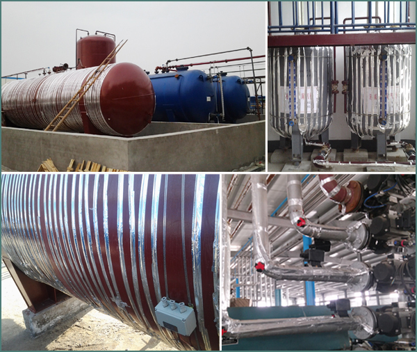 罐體、槽池保溫應采用電伴熱帶做為發(fā)熱源(圖2)